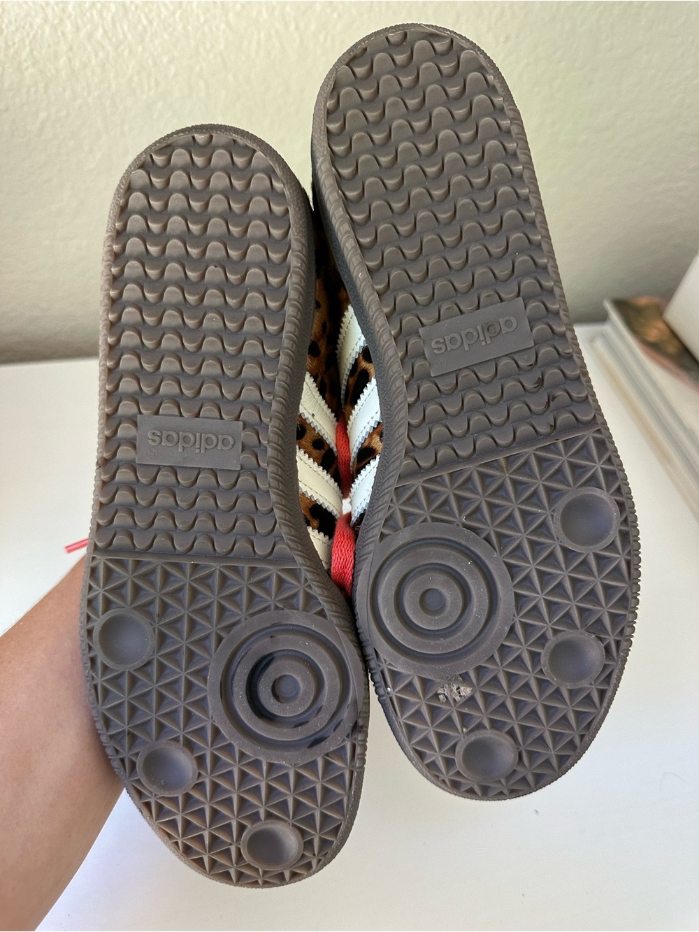 adidas Leopard-Print Samba Sneakers with White Stripes and Red Accents - Picture 6 of 7